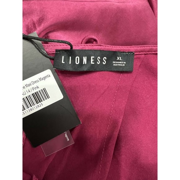 Bridesmaid Lioness Slip Dress 10 XL Magenta Cowl Neck Long Front Slit Sexy Maxi - Picture 8 of 11